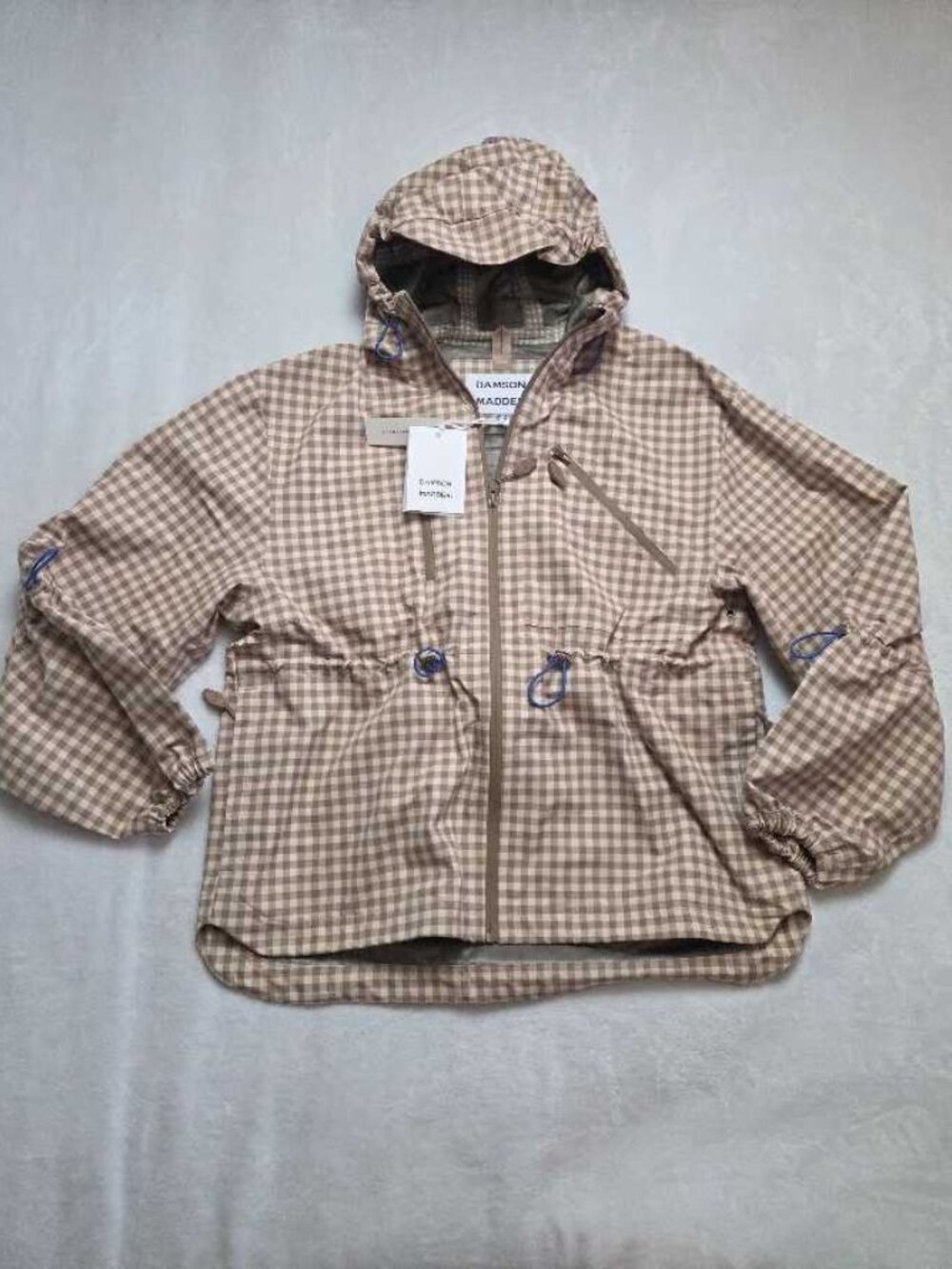 New US 4 (UK 8) Damson Madder x Anthropologie Matilda raincoat checker rain coat